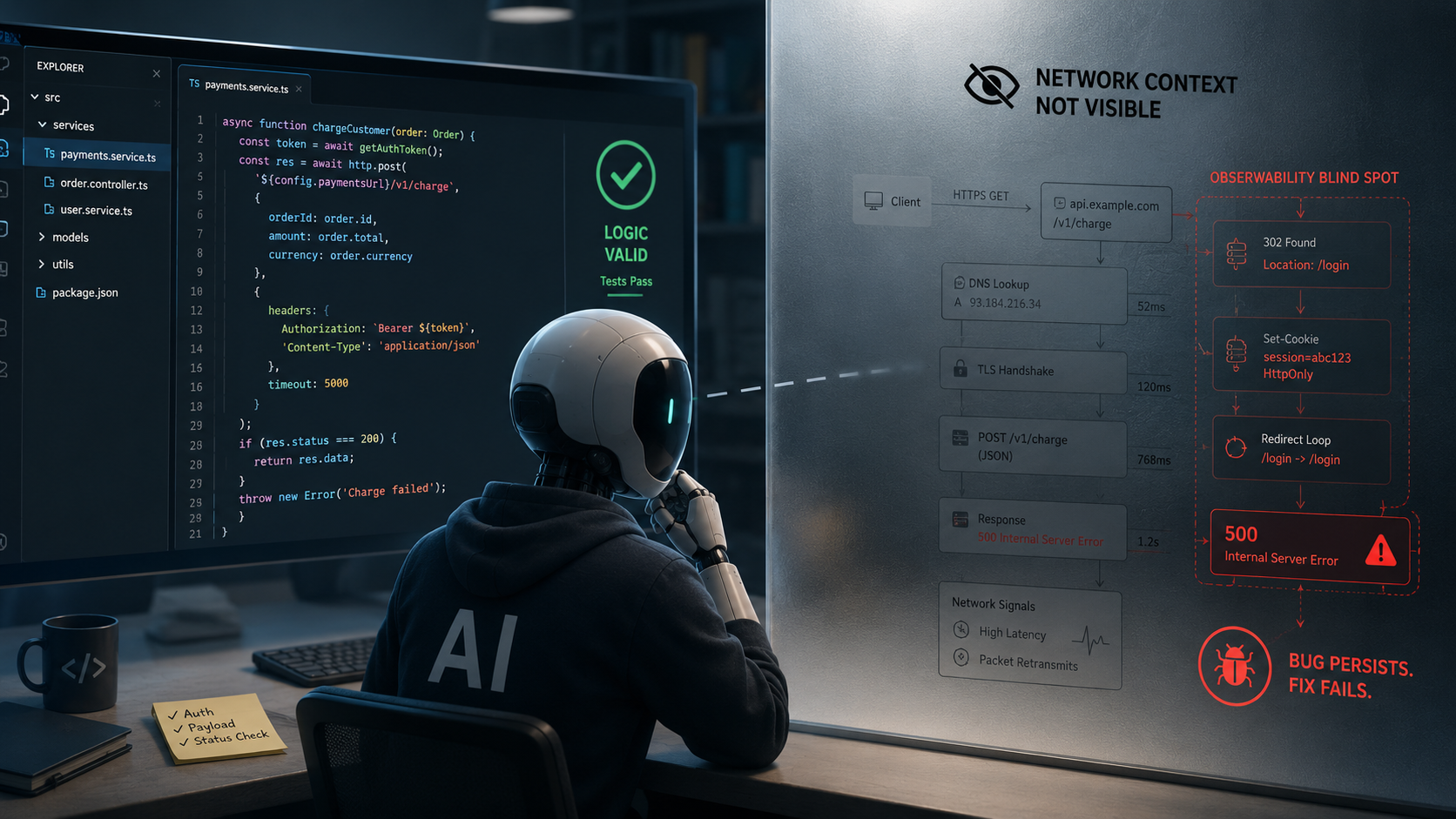 From Code Inference to Network Observation: Why AI Agents Need Network Context
