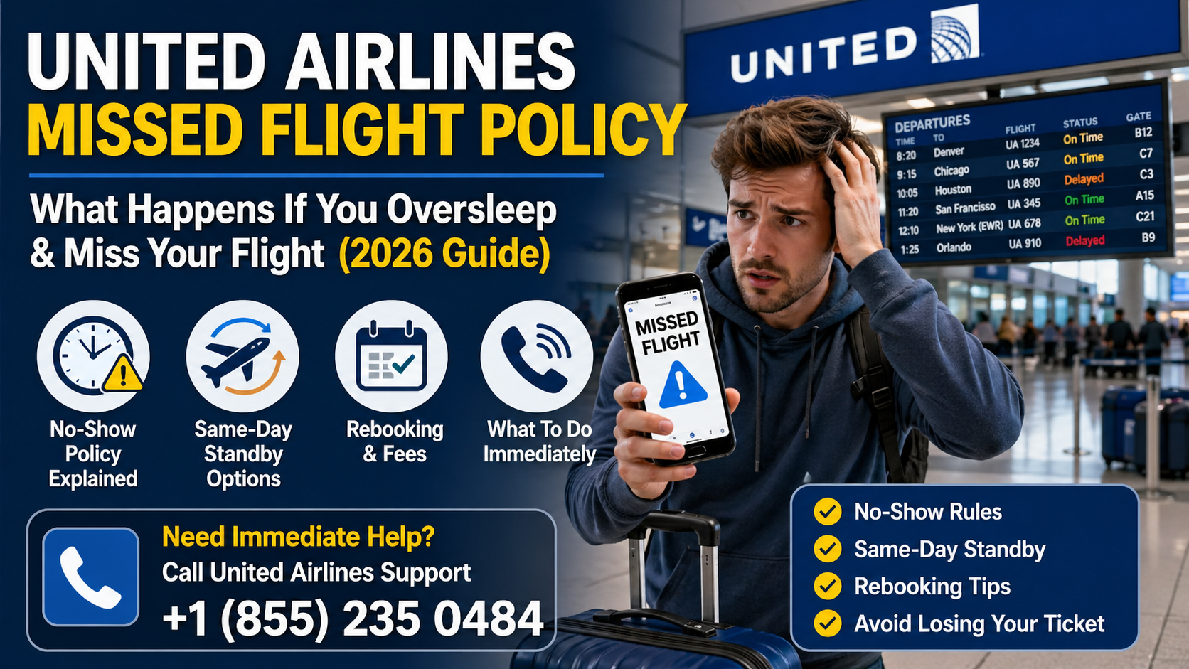 United Airlines Missed Flight Policy — What Happens If You Oversleep &