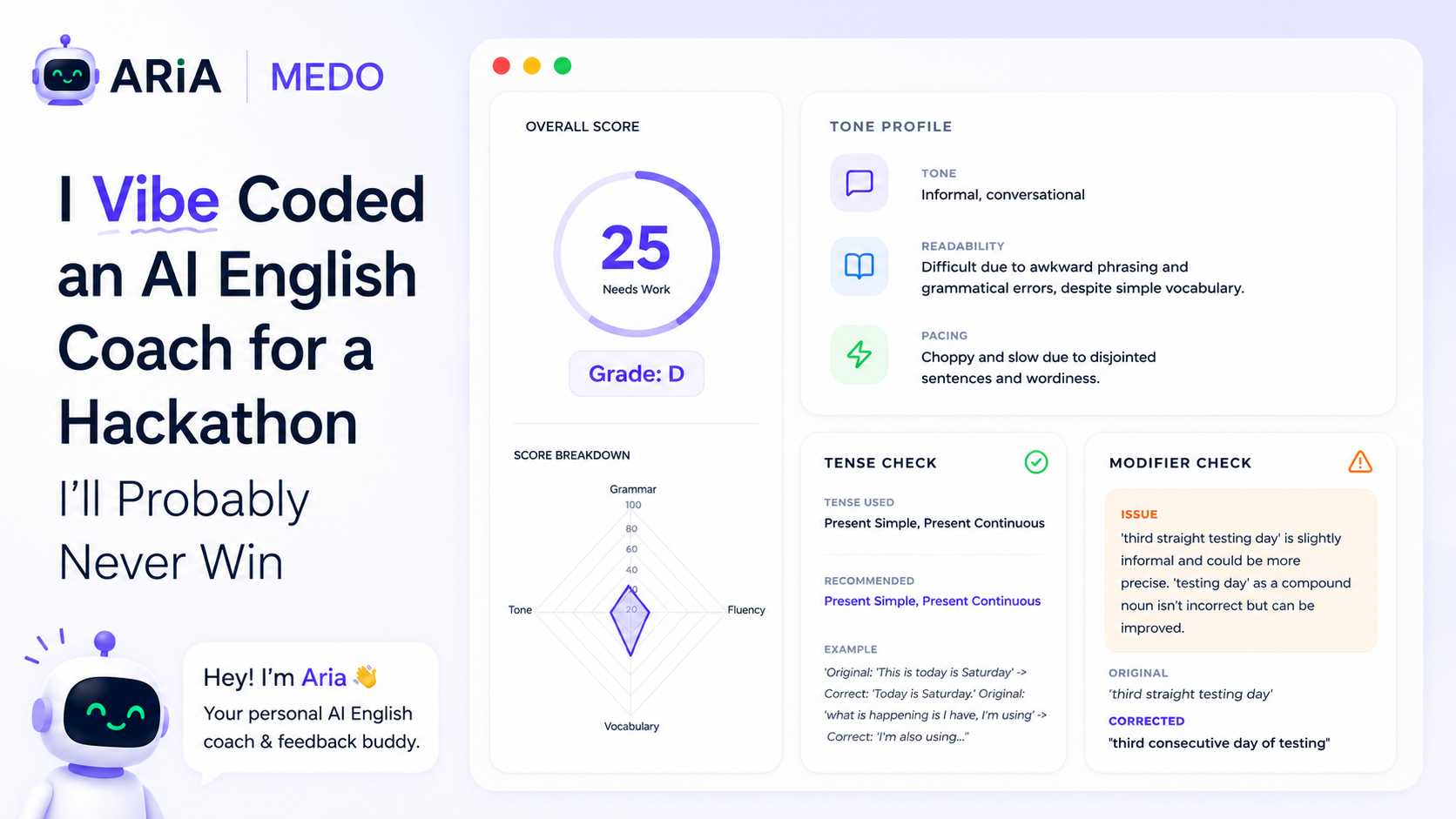 I Vibe Coded an AI English Coach for a Hackathon I’ll Probably Never Win