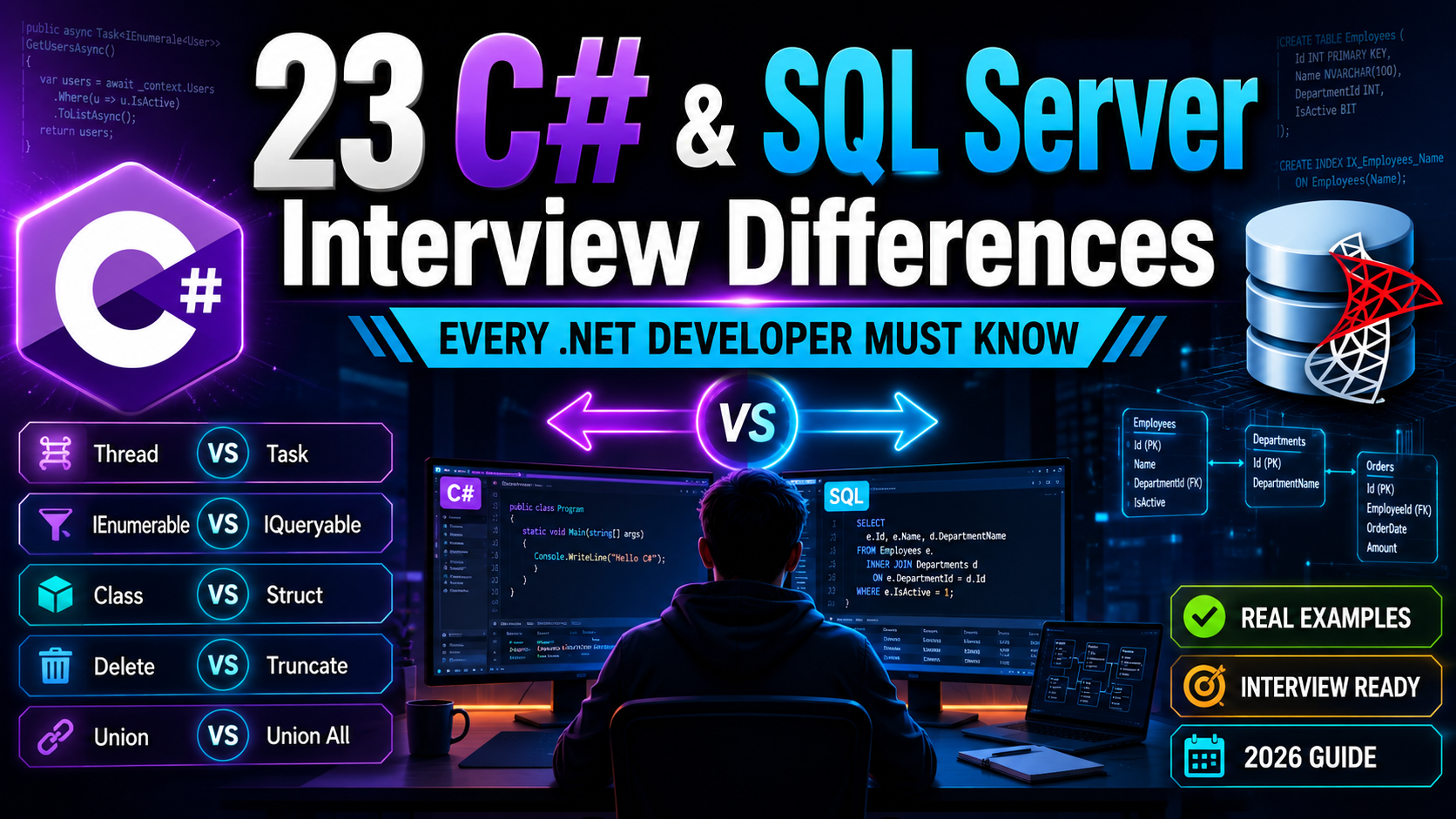 23 C# and SQL Server Interview Differences Explained with Real-World Examples (2026 Guide)