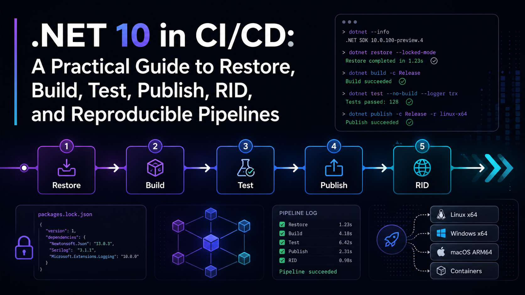 .NET 10 in CI/CD: A Practical Guide to Restore, Build, Test, Publish, RID, and Reproducible…