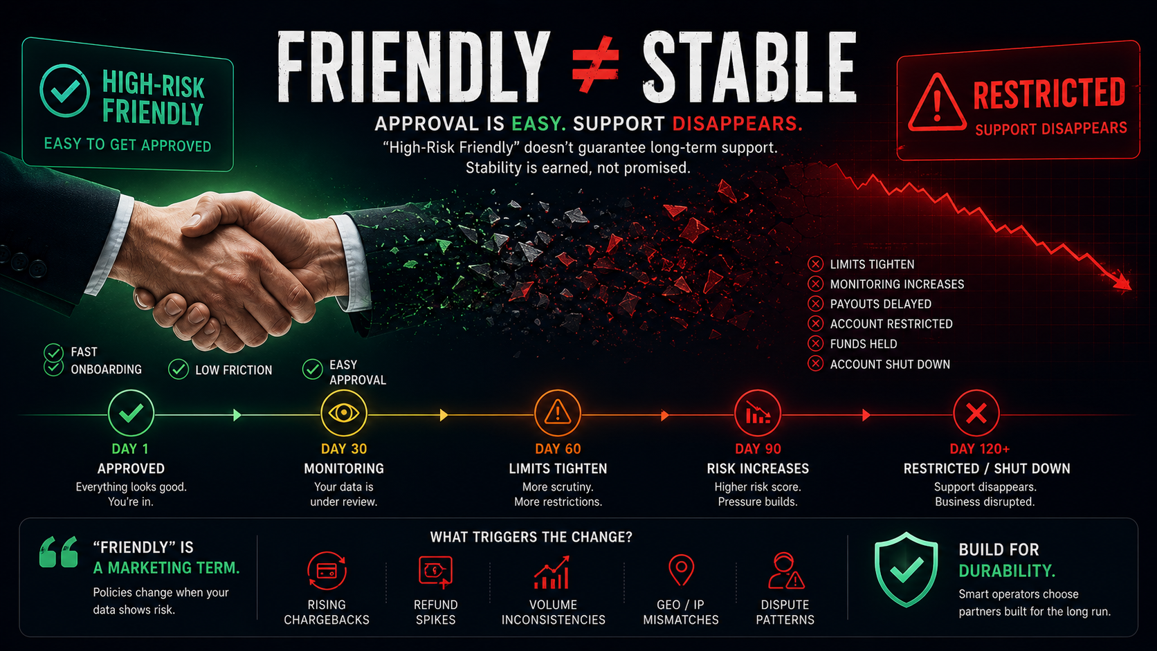 Why “High-Risk Friendly” Doesn’t Mean Long-Term
Support