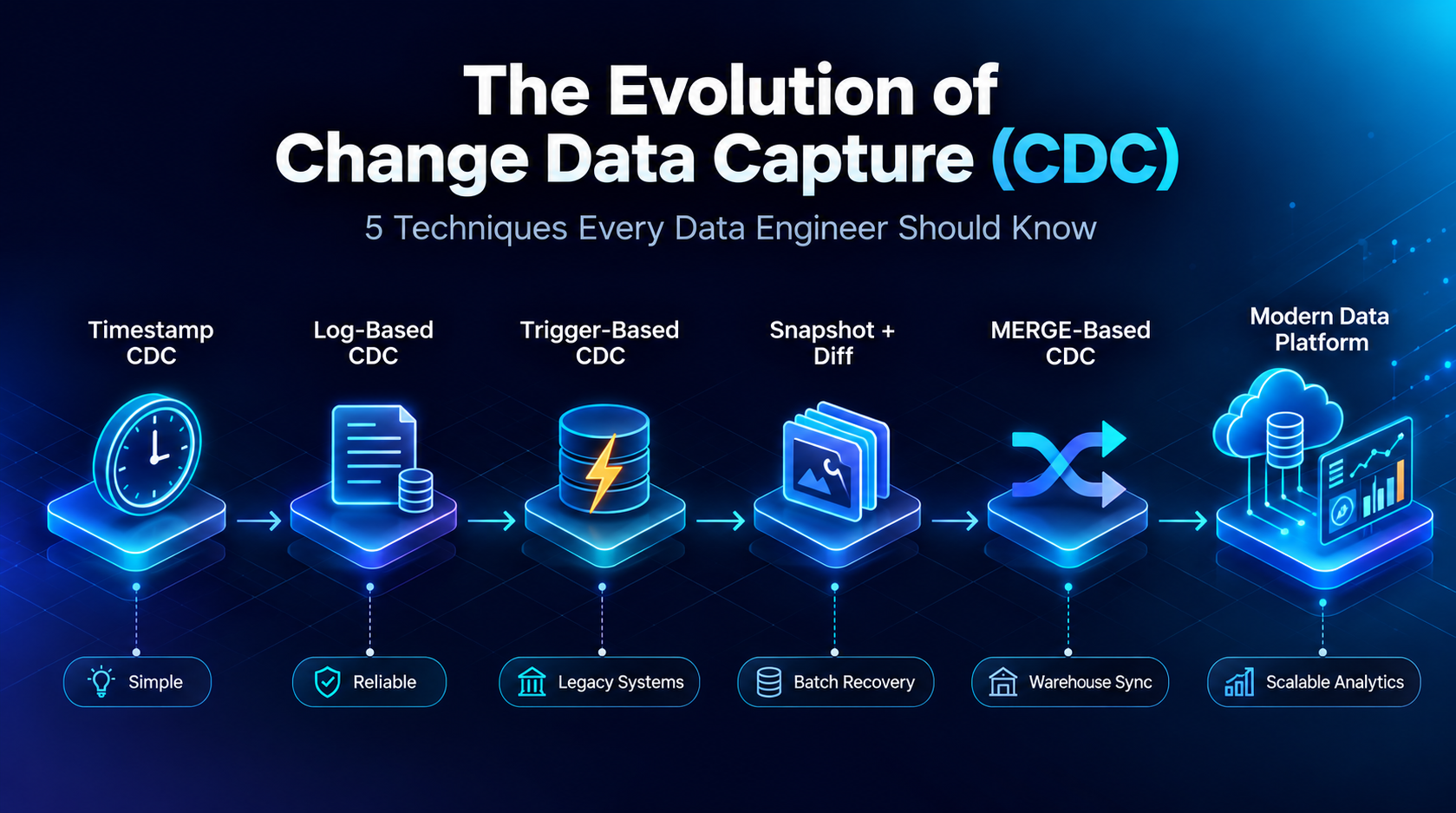 Change Data Capture (CDC): 5 Techniques Every Data Engineer Should Know — and Why They Exist