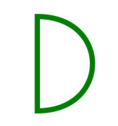 A simple D shape, with green borders