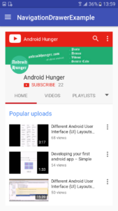 Navigation Drawer Example - androidhunger.com