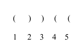 visual showing a number beneath each parenthesis in the given string