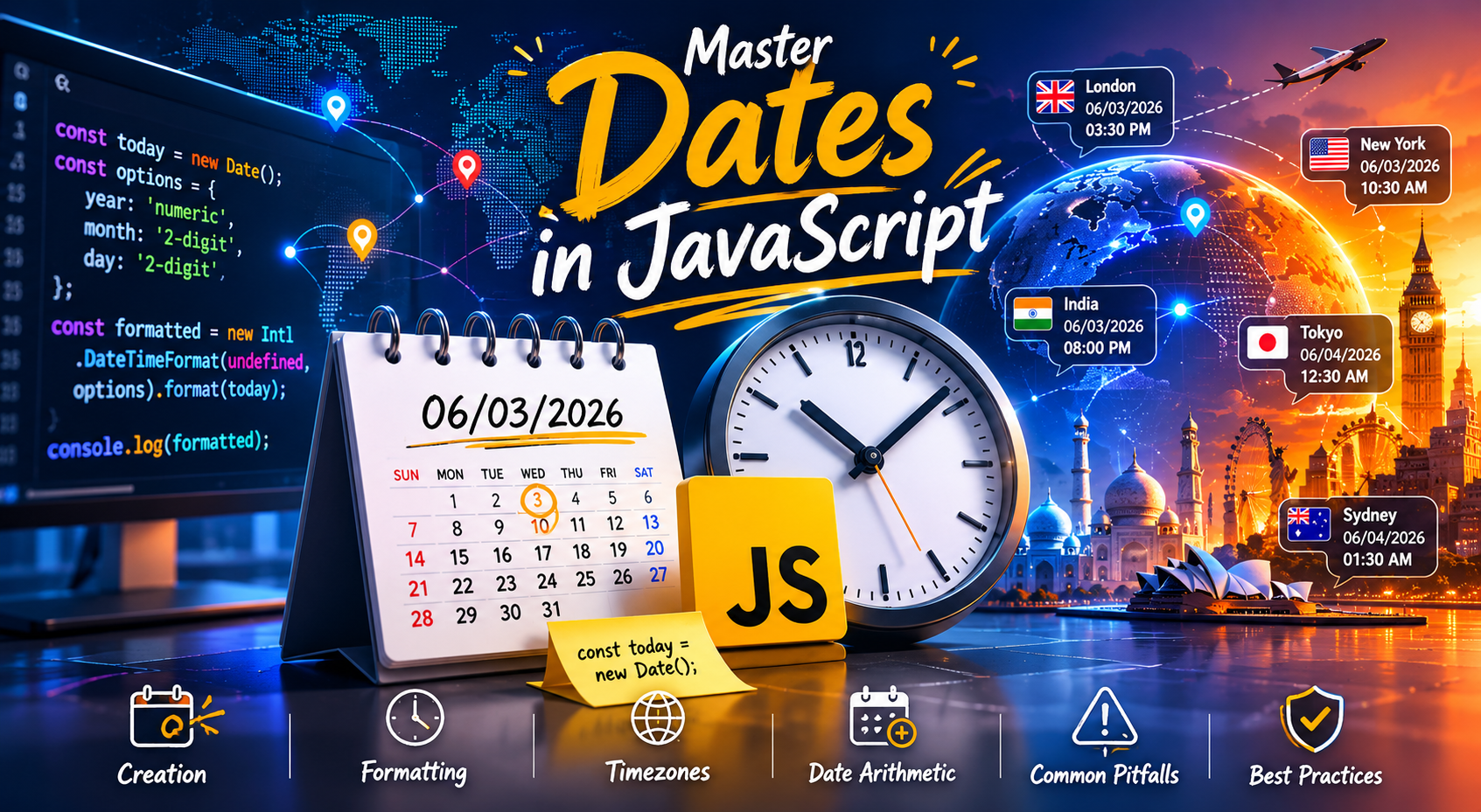 JavaScript Dates: The Complete Guide from Basics to Advanced Concepts, Pitfalls, Best Practices…