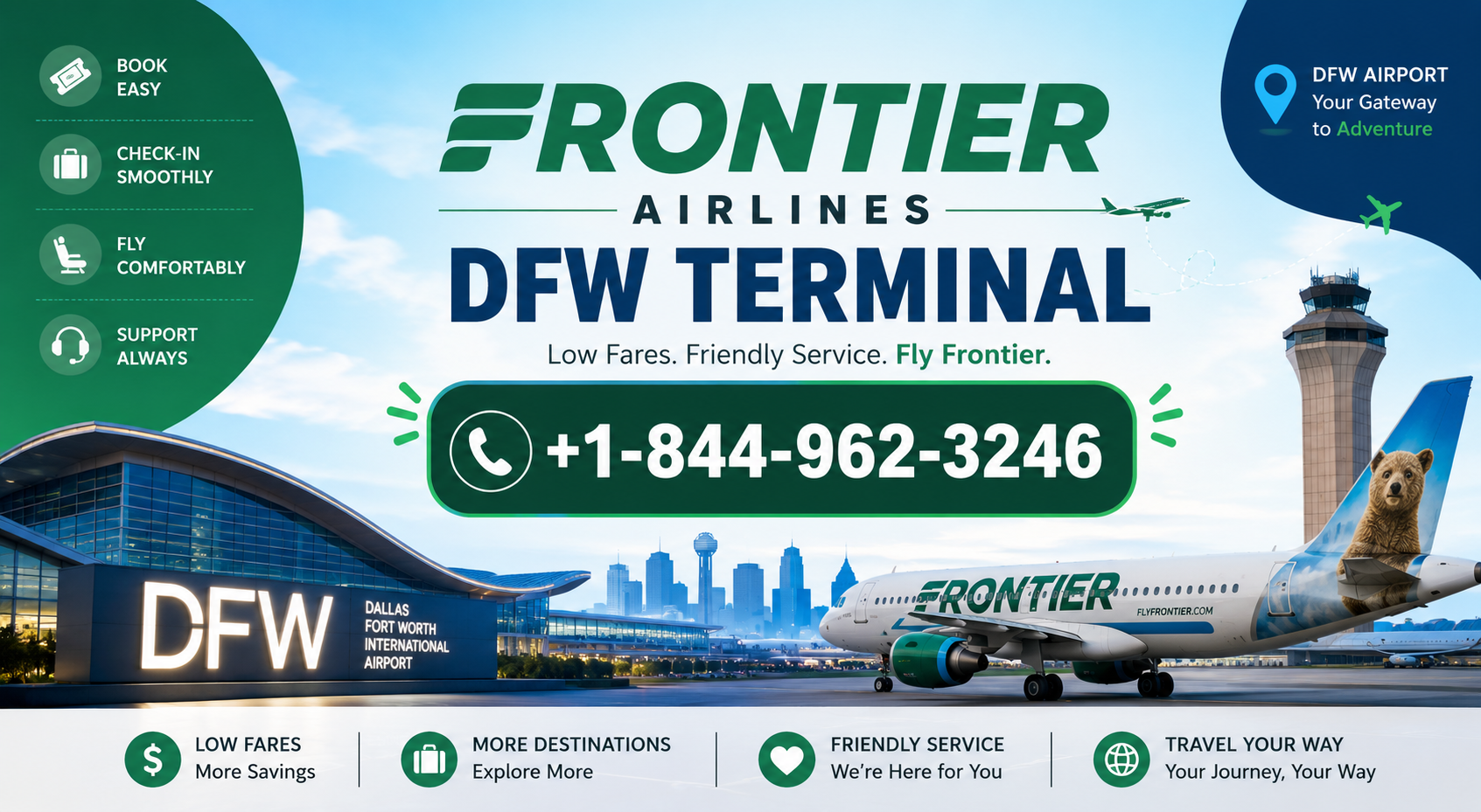 +1–844–962–3246 Frontier Airlines DFW Terminal +1–844–962–3246 Frontier Airlines DFW Terminal