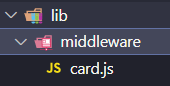Example creating a card.js file on the middleware directory