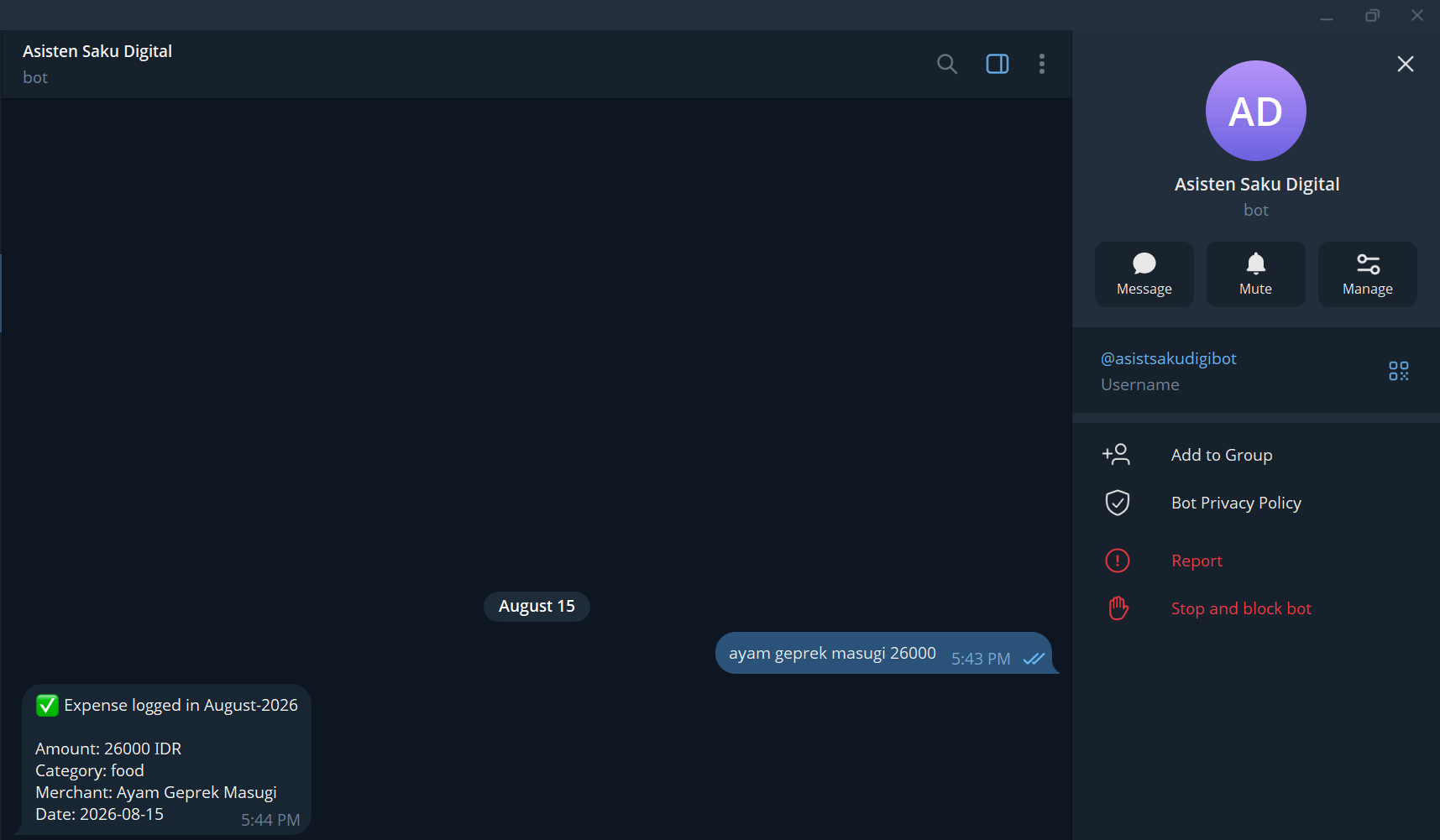 Pencatat pengeluaran otomatis menggunakan bot telegram dan make.com