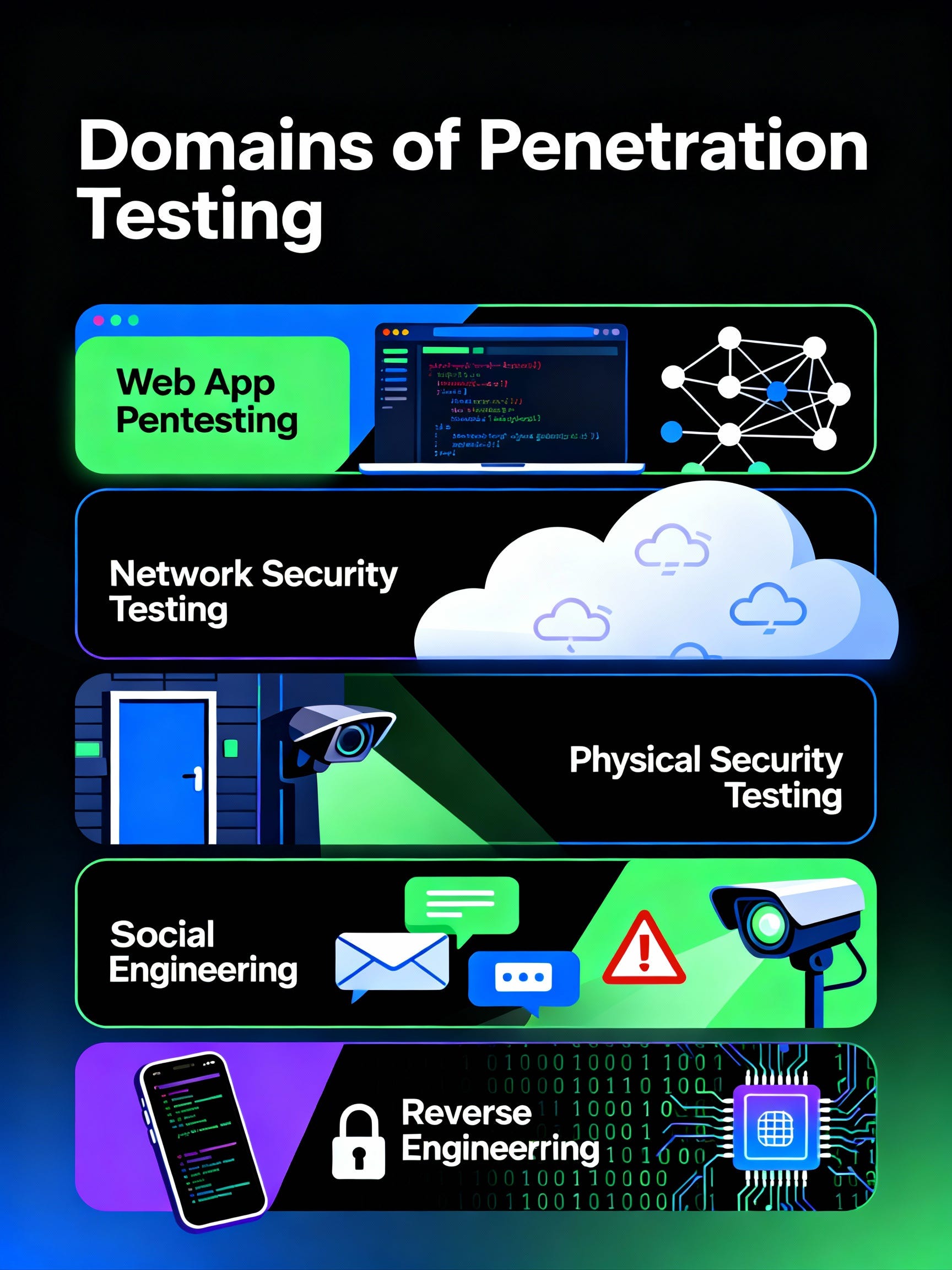 Complete Guide to Penetration Testing Domains: Web, Network, Cloud, Mobile & More