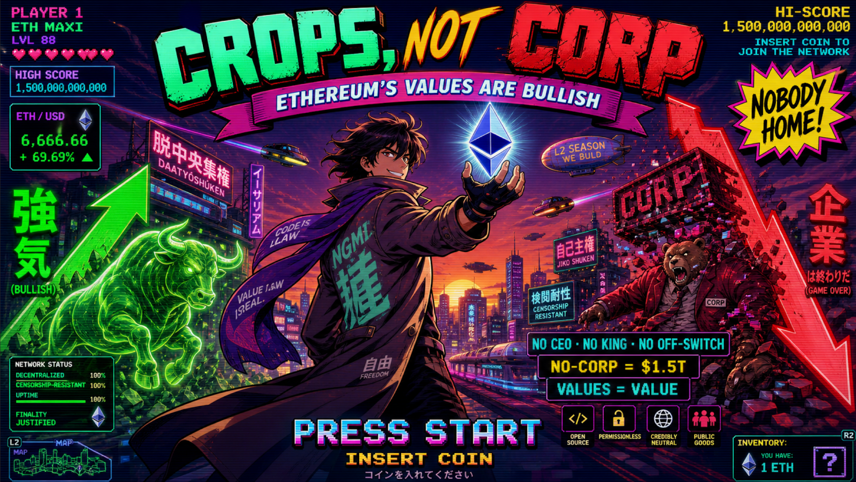 CROPS, Not Corp: Why Ethereum’s Values Are Bullish, and the Corp Approach Bearish