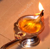Mangala Aarti/ Lighted Lamp shown at the end of a Puja.