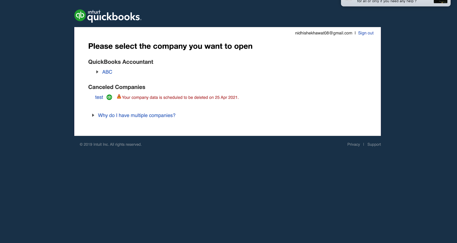 Quickbooks Online- Switch Companies