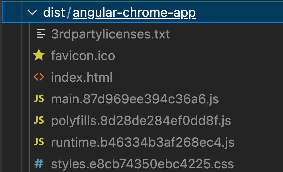 Screenshot: Angular build folder