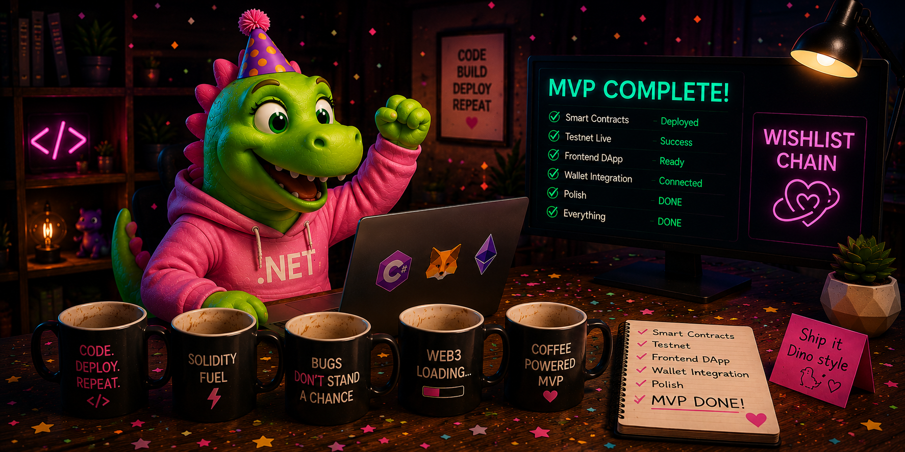 A .NET Dinosaur in Web3. Day 9–10 — MVP of WishList Chain