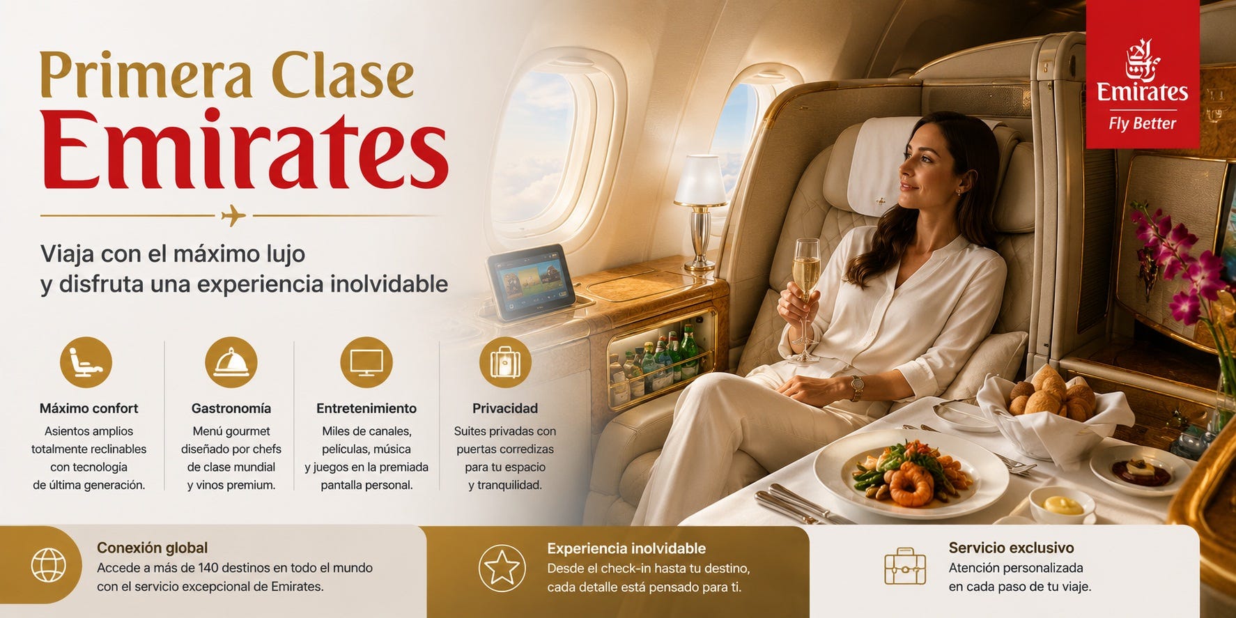 Primera Clase Emirates: Beneficios Servicios y Comodidades Exclusivas Primera Clase Emirates: Beneficios Servicios y Comodidades Exclusivas