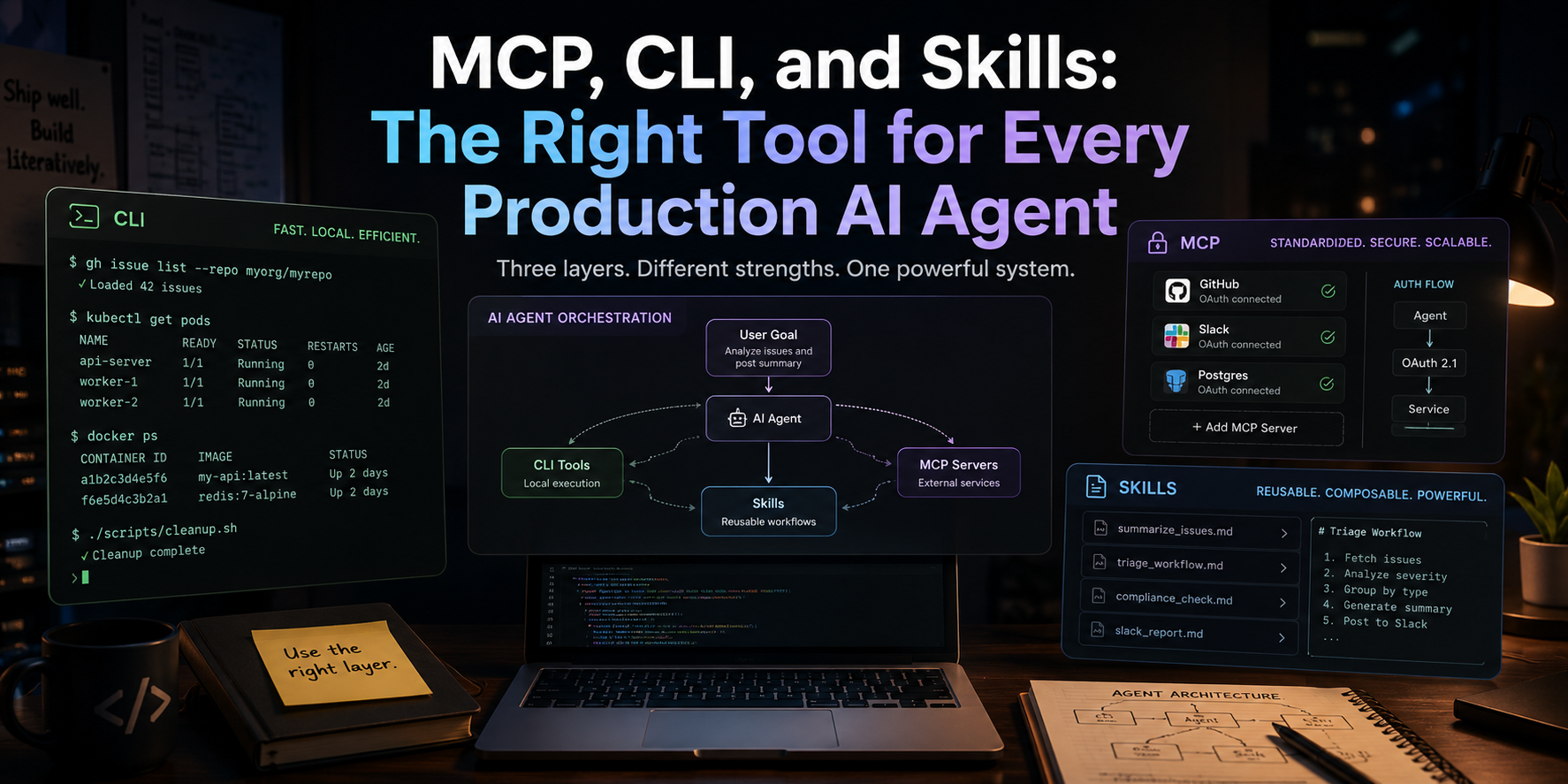 MCP, CLI, and Skills: The Right Tool for Every Production AI Agent