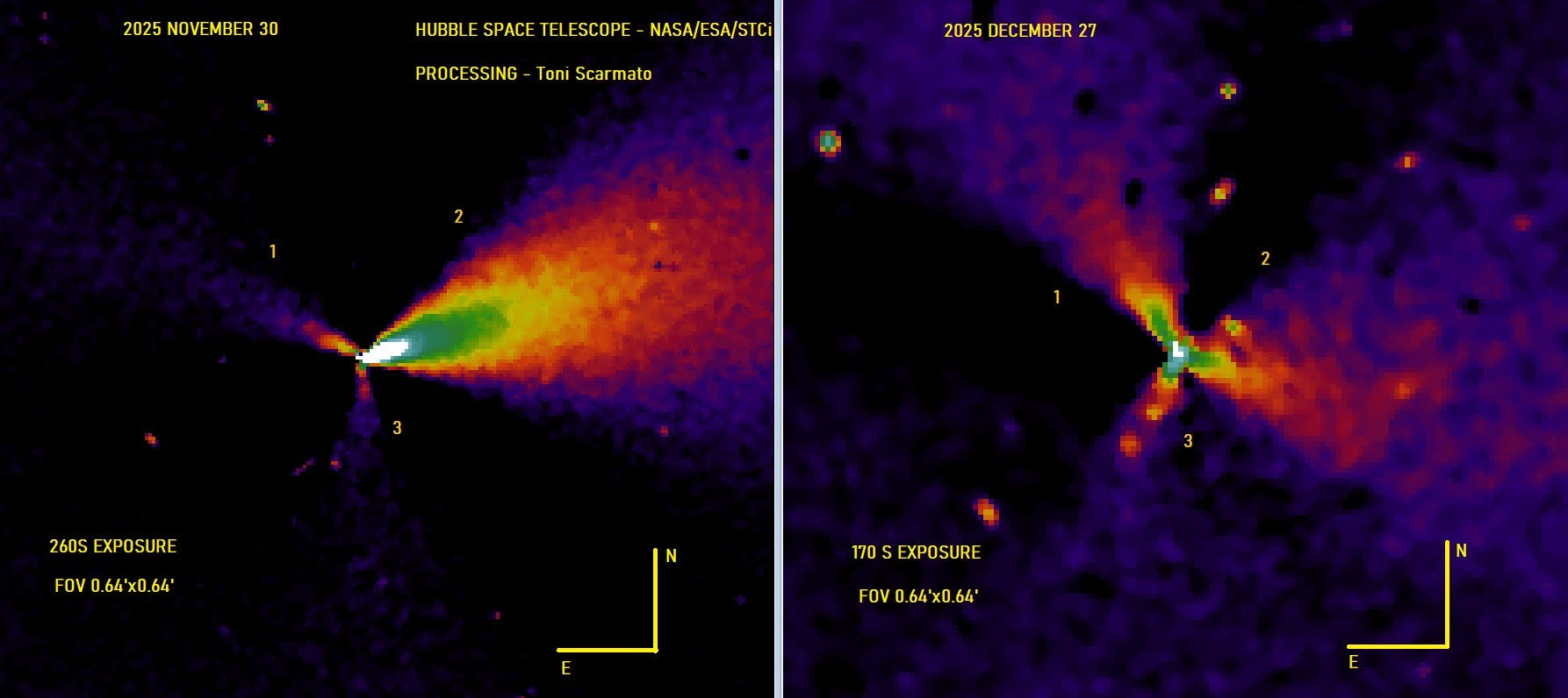 The Symmetric Jet Structure in Hubble Images of 3I/ATLAS The Symmetric Jet Structure in Hubble Images of 3I/ATLAS