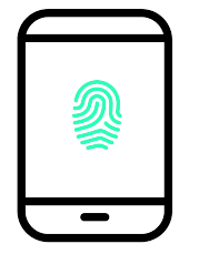 Mobile phone with fingerprint icon