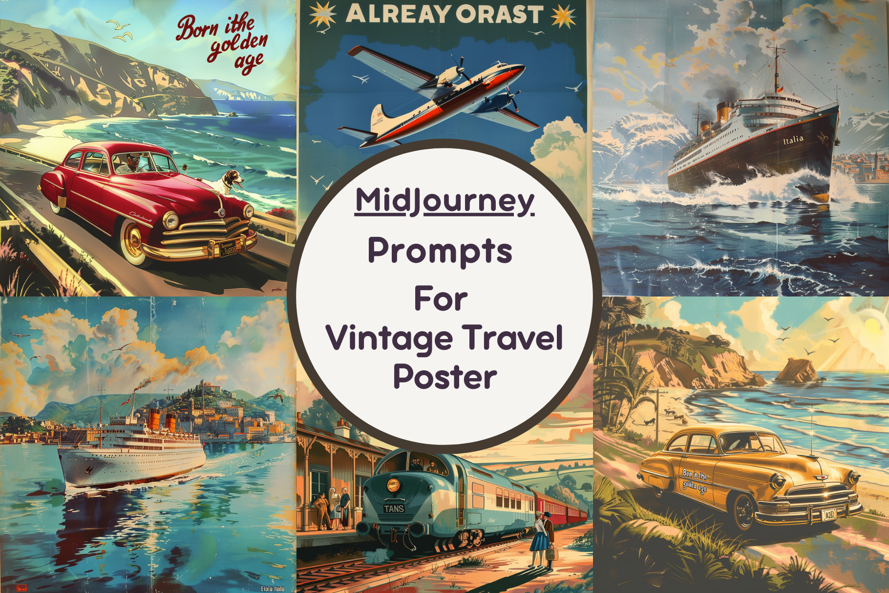 Ai Prompt for Vintage Travel Poster (Printable Illustrations)