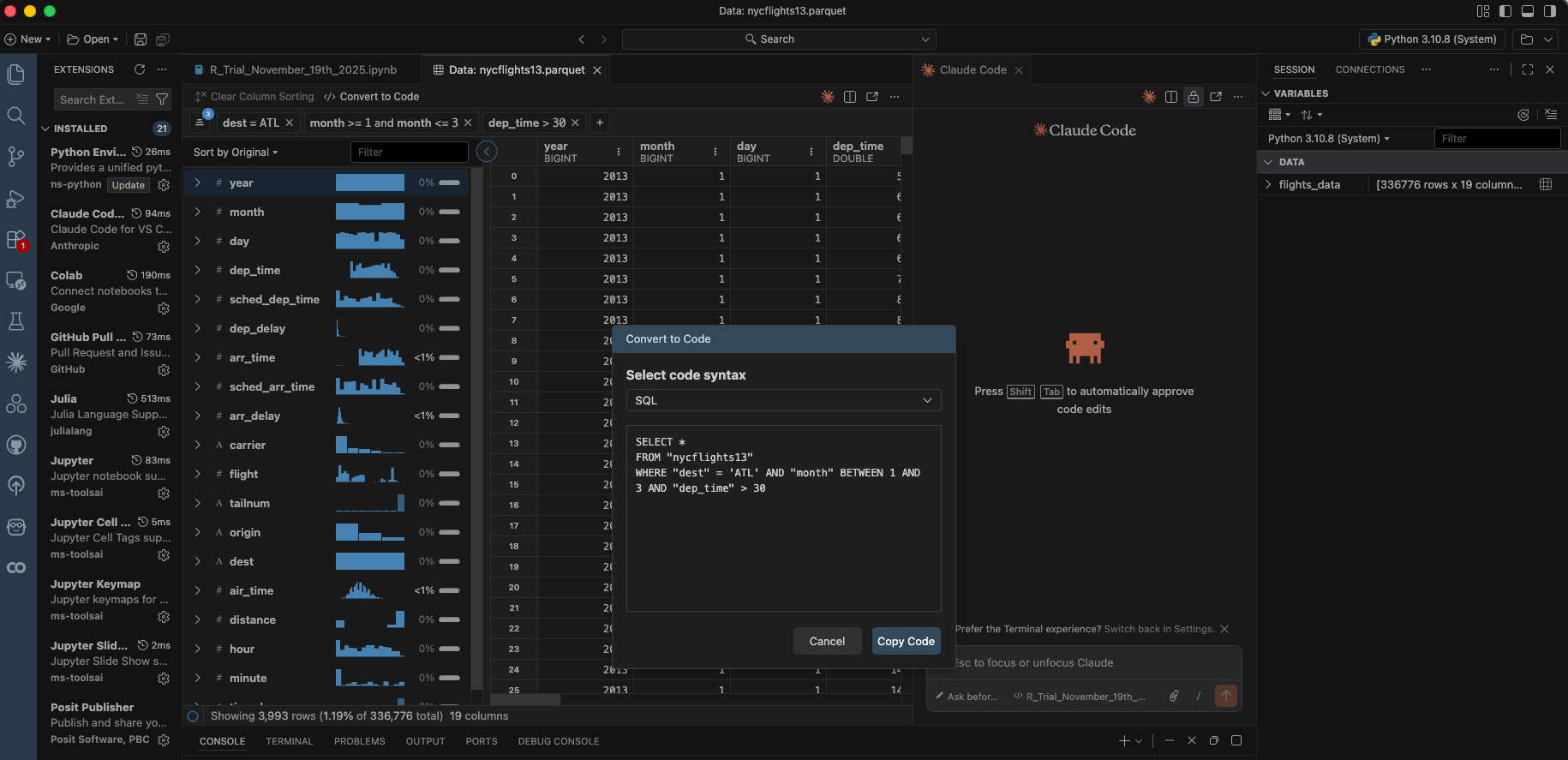 How Positron’s Convert to Code Makes Exploratory Data Analysis Reproducible
