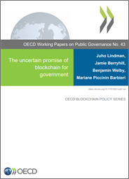 Image shows the cover of the OECD Working Paper ‘The uncertain promise of blockchain for government’