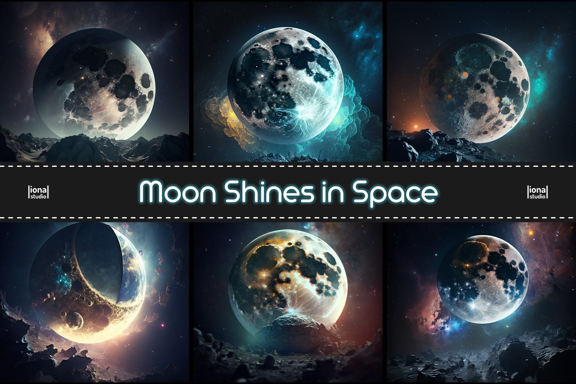Moon Shines in Space Background Free Download