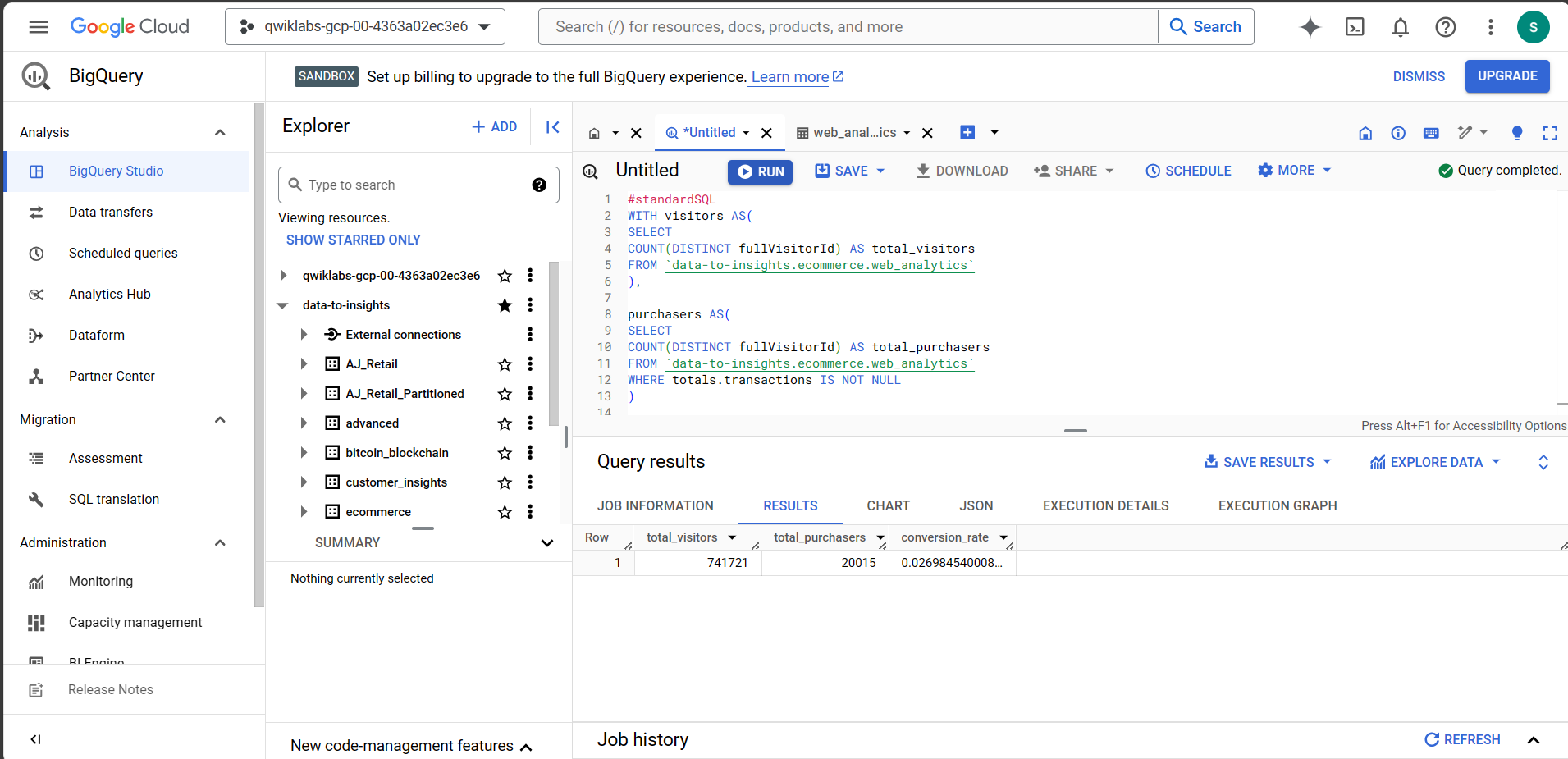 Predicting Visitor Purchases with a Classification Model in BigQuery ML