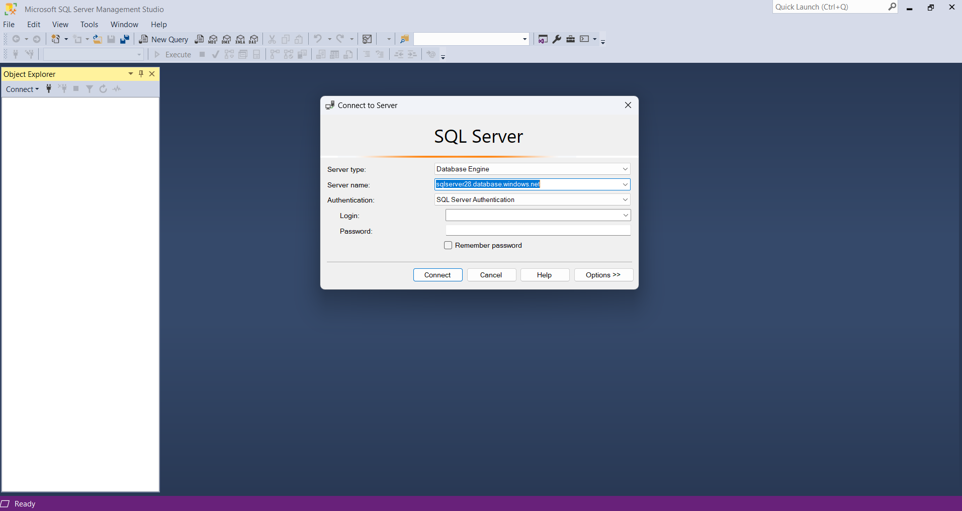 Connect Azure SQL Database using SQL Server Management Studio (SSMS)