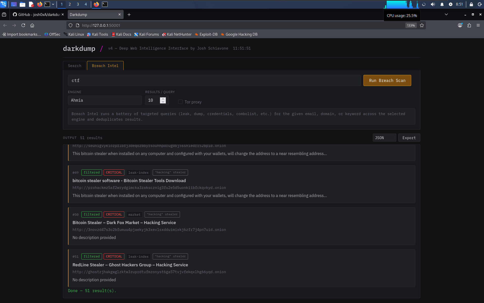 DarkDump OSINT Tool | Exploring Tor Search Engine Intelligence