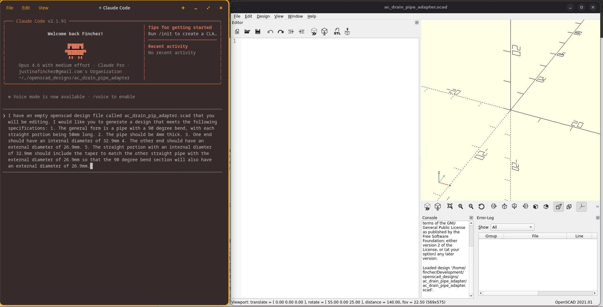 Comparing Claude’s Sonnet and Opus for 3-D Design Using Claude Code