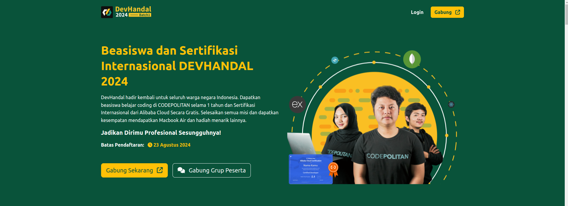 Beasiswa Menarik DevHandal 2024 Batch 1  With AnDev
