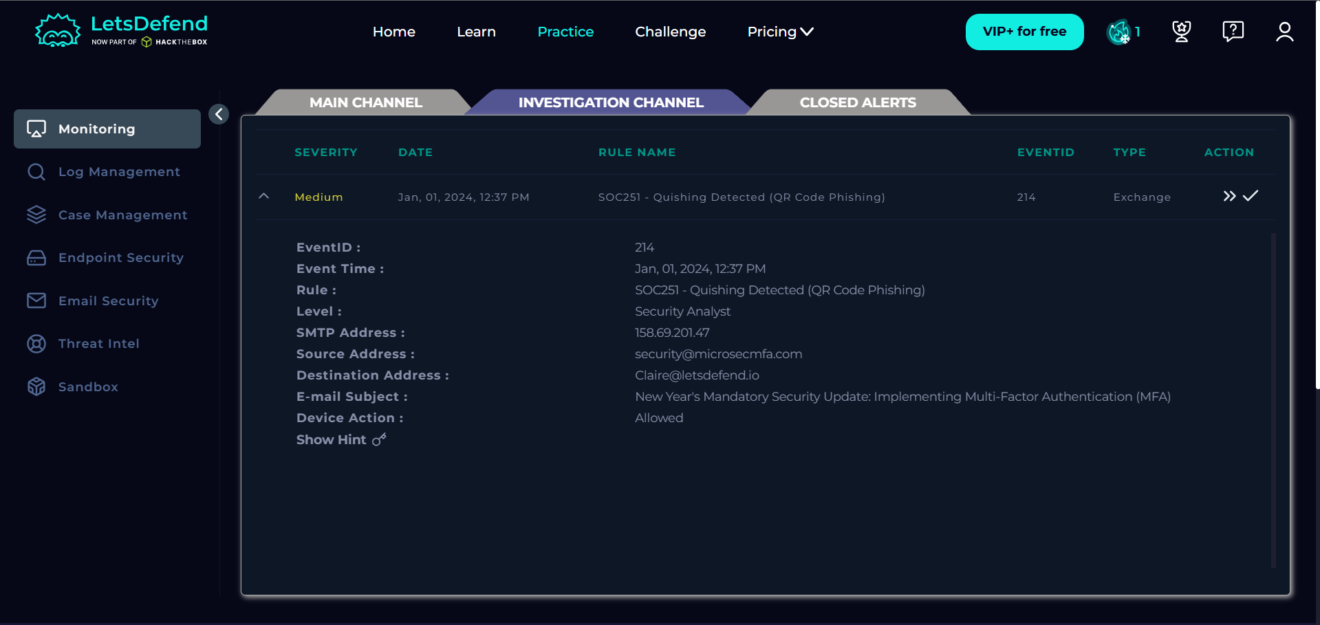 SOC251 — Quishing Detected (QR Code Phishing)