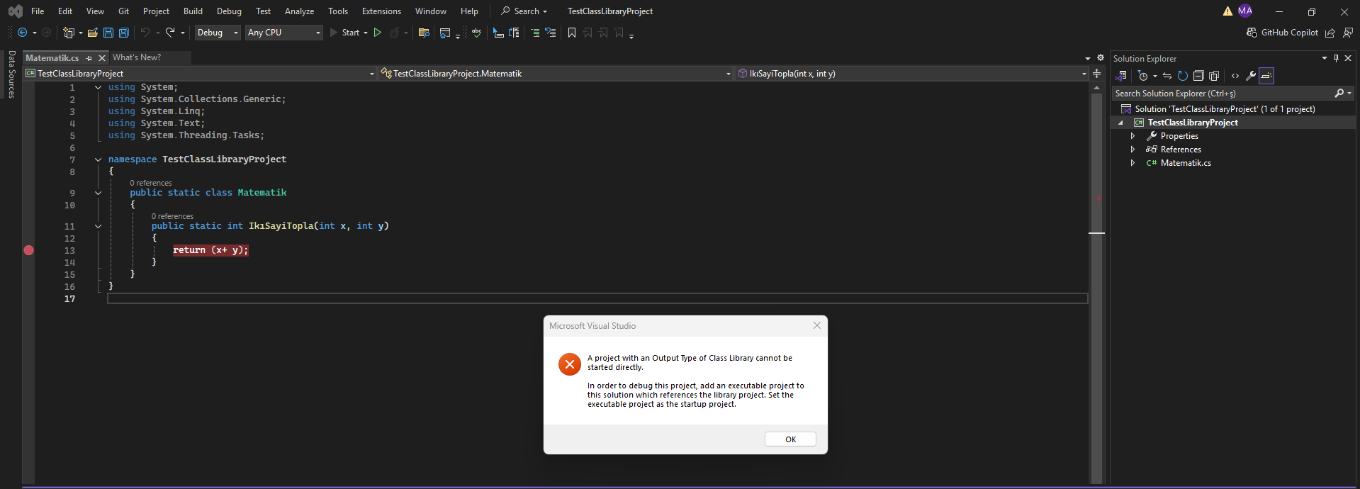 Class Library Projelerinde Hata Ayıklama(Debug)