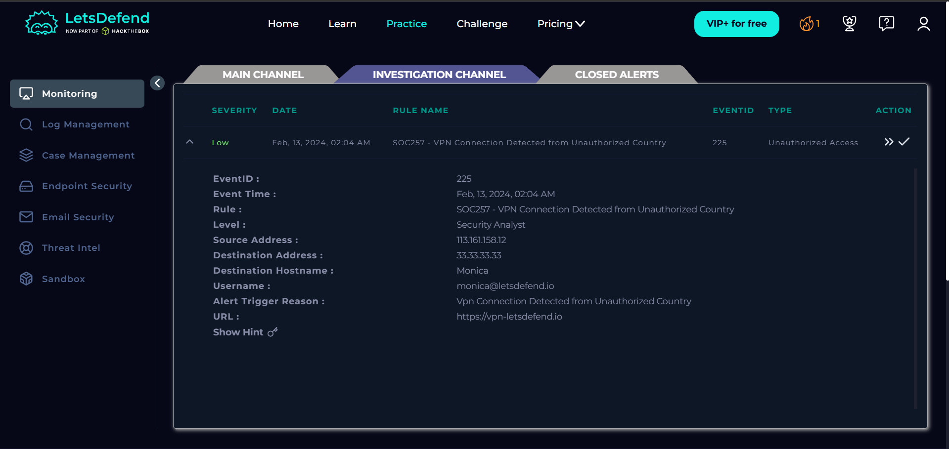 SOC257 — VPN Connection Detected from Unauthorized Country