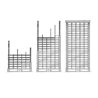 3 illustrations of a building, 1/3 built, 2/3 built, and fully built