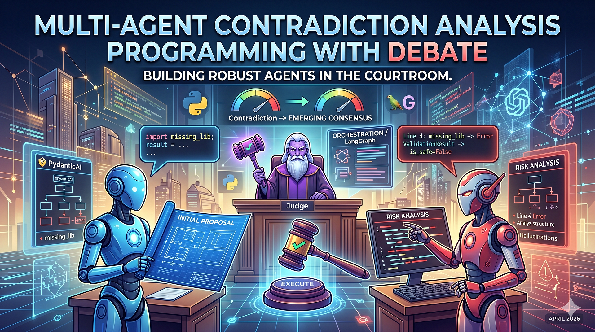 Multi-Agent Contradiction Analysis -Programming with Debate