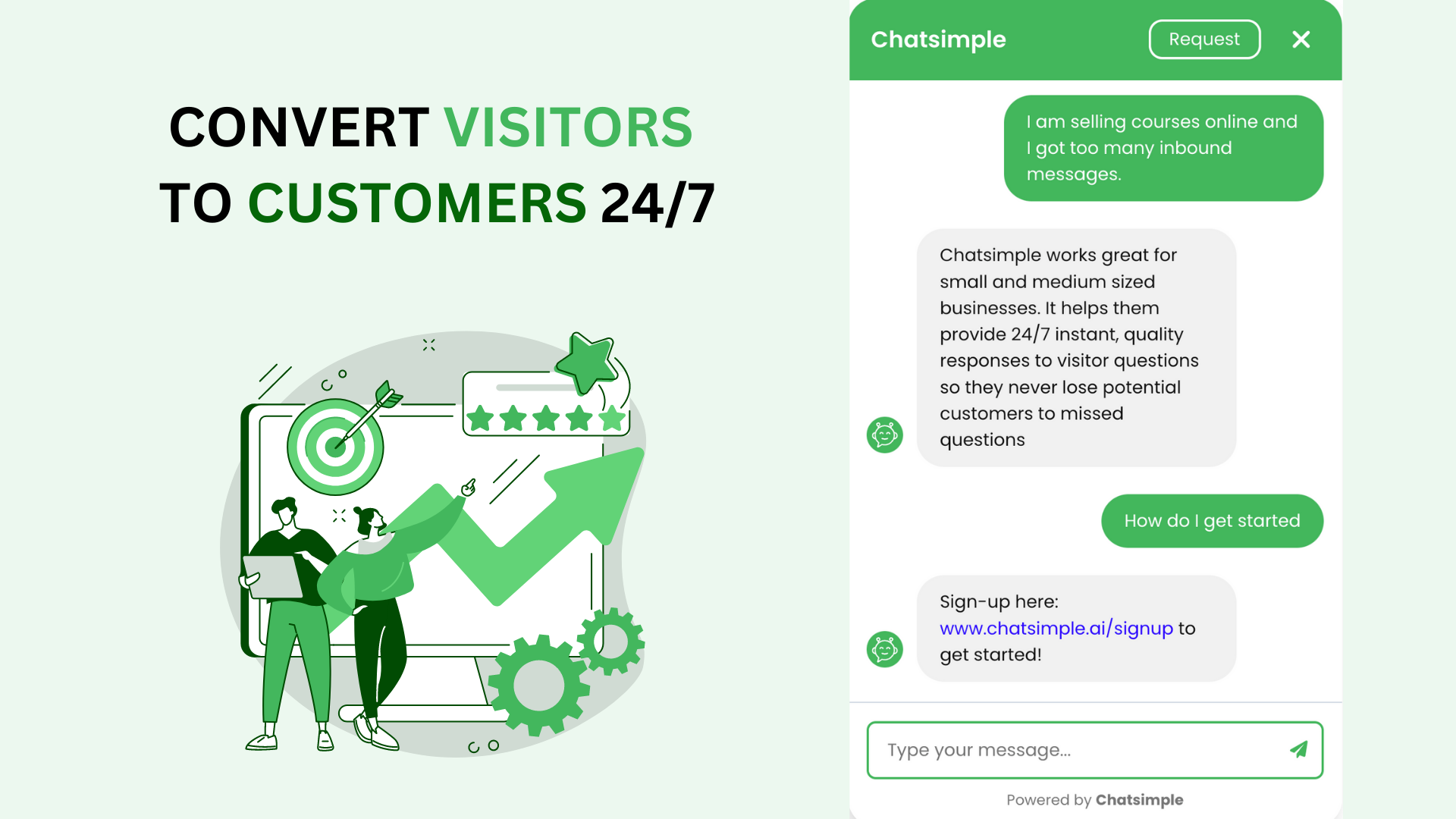 Chatsimple.ai : AI Copilot for your
website visitors