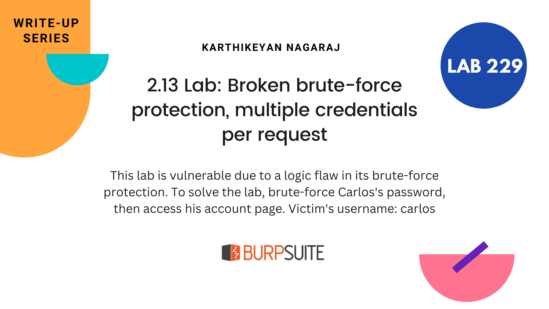 2.13 Lab: Broken brute-force protection, multiple credentials per request