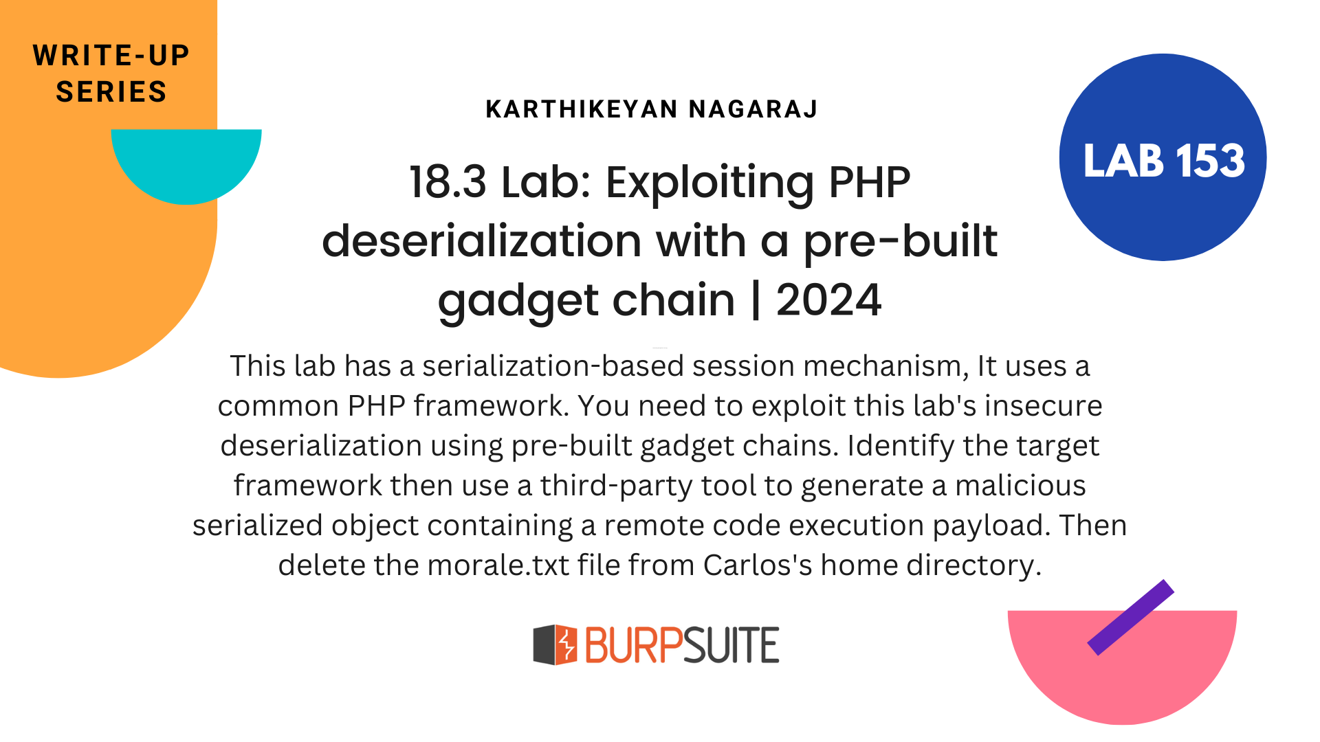 18.3 Lab: Exploiting PHP deserialization with a pre-built gadget chain | 2024