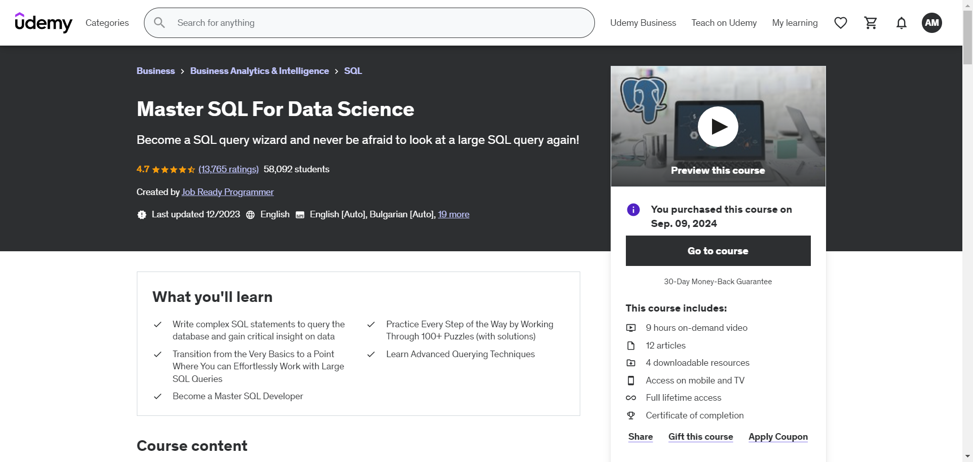 Learning SQL — Day 1