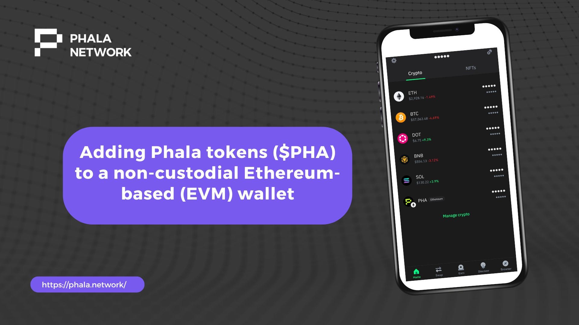 How To Add Phala Tokens ($Pha) on Ethereum Network To Non-custodial Ethereum-based (EVM) Wallet