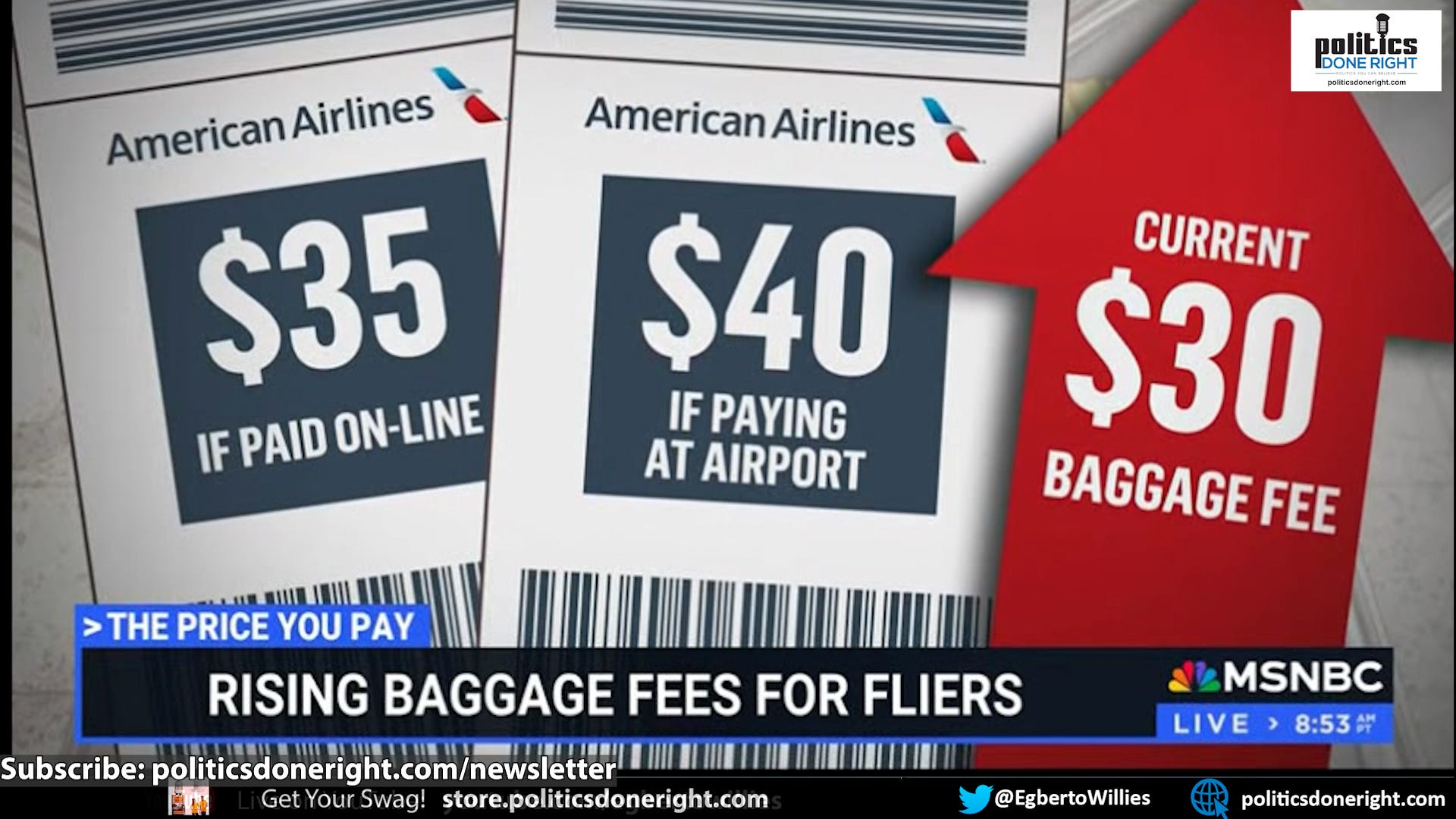 Airlines raise cost of checking luggage. That’s not inflation. It is t