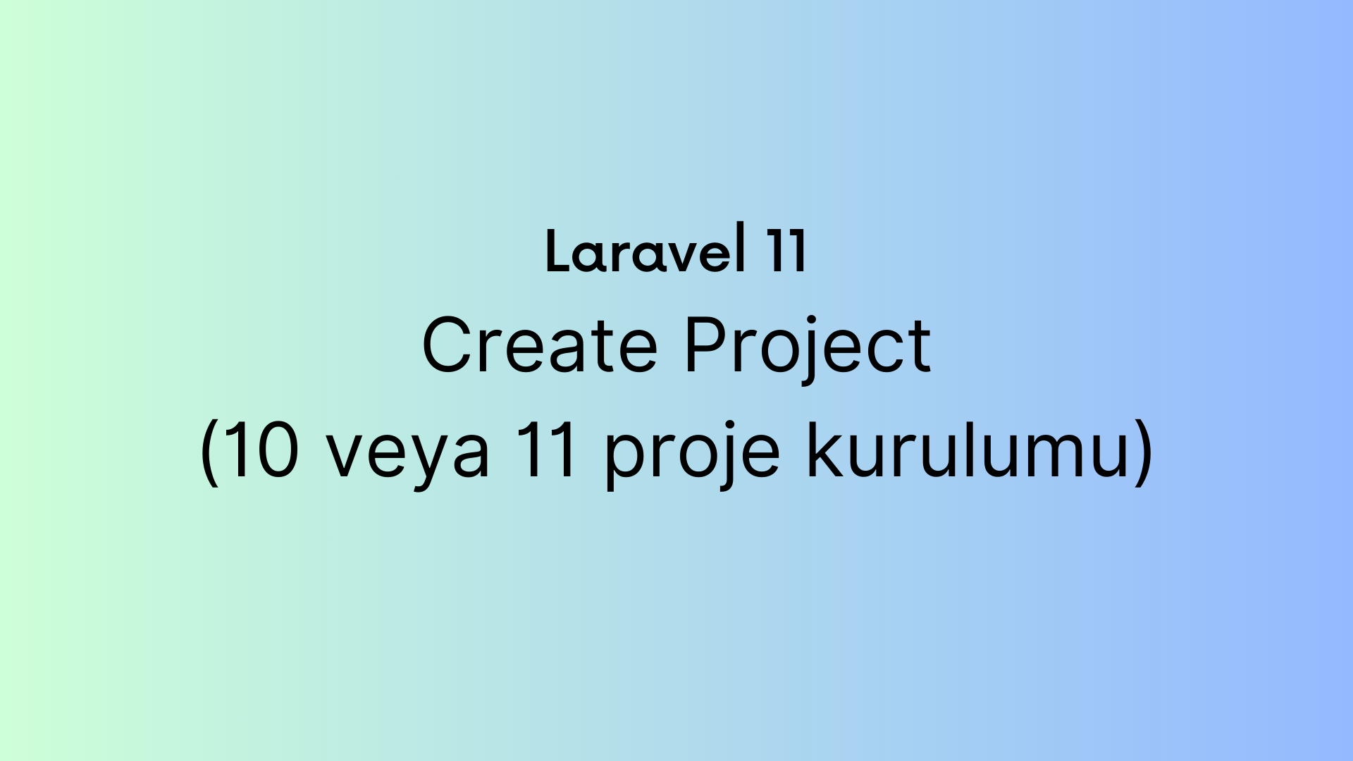Laravel 11 — Create Project : Proje Kurulumu