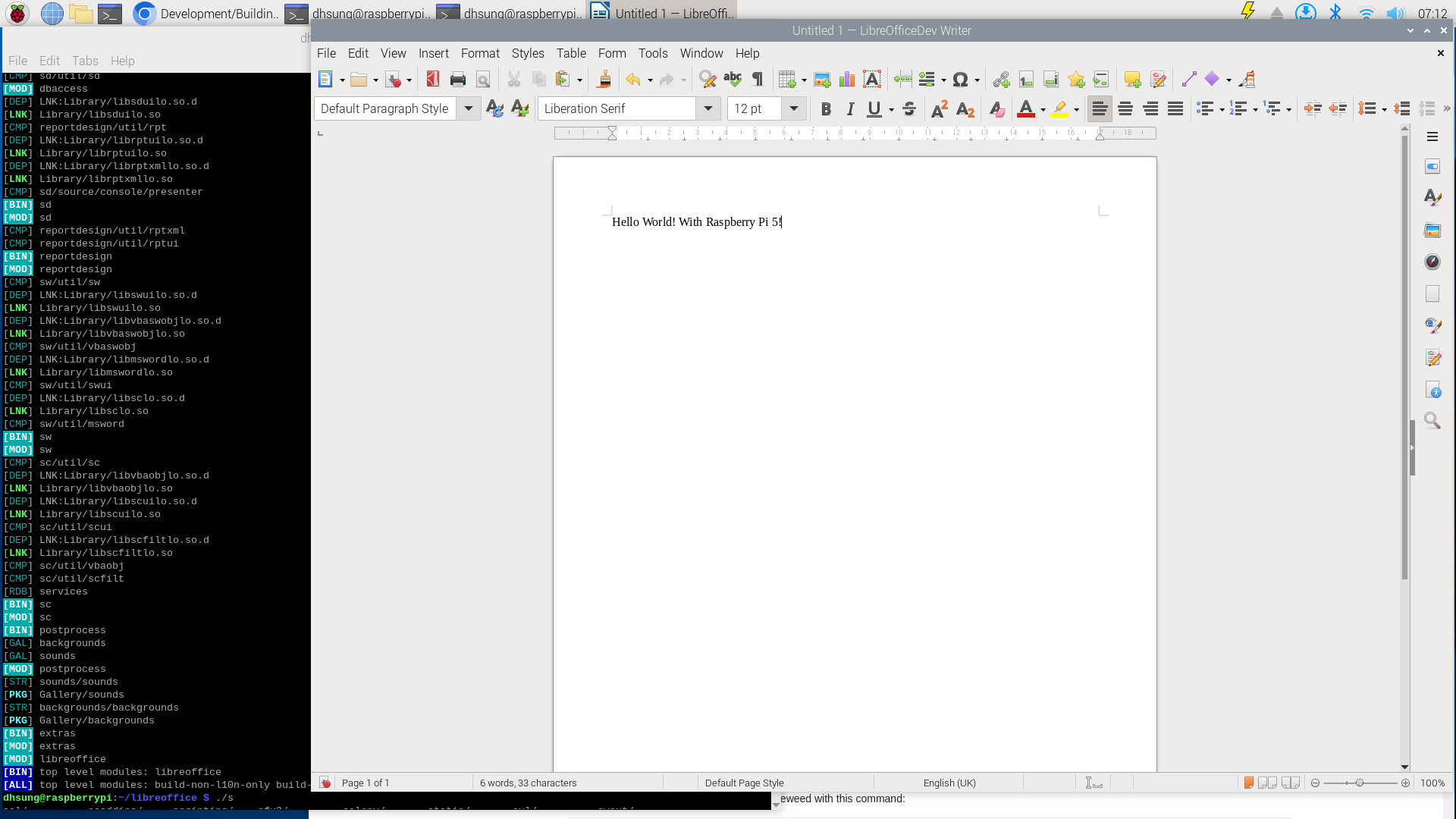 LibreOffice Build on Raspberry Pi 5 — 라즈베리파이5에 리브레오피스 빌드해보기