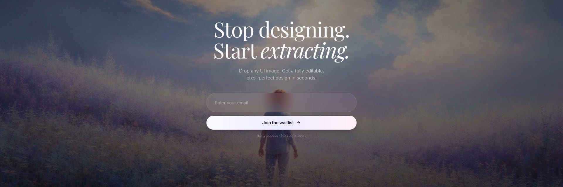 DiddyDesign turns any UI screenshot into a fully editable, pixel-perfect design file in seconds.