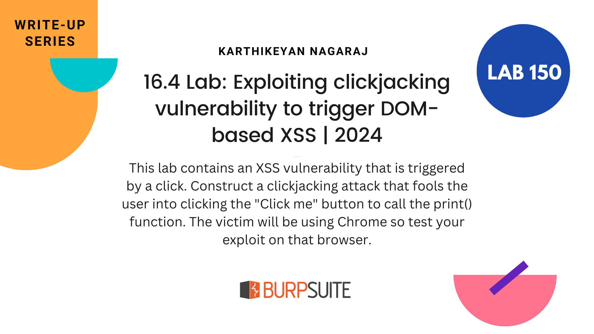 16.4 Lab: Exploiting clickjacking vulnerability to trigger DOM-based XSS | 2024