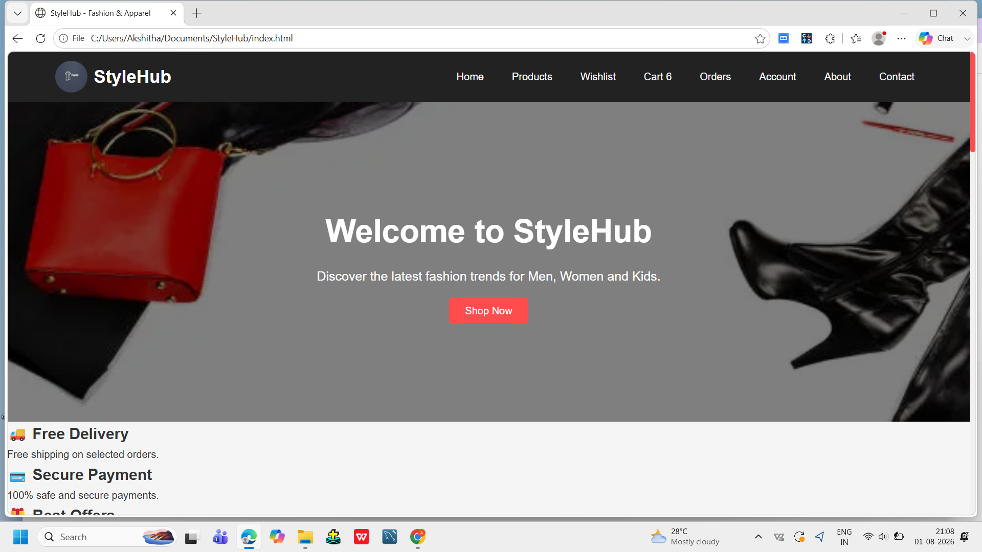 Title:
StyleHub — Fashion & Apparel Website
Introduction:
StyleHub is a responsive fashion…