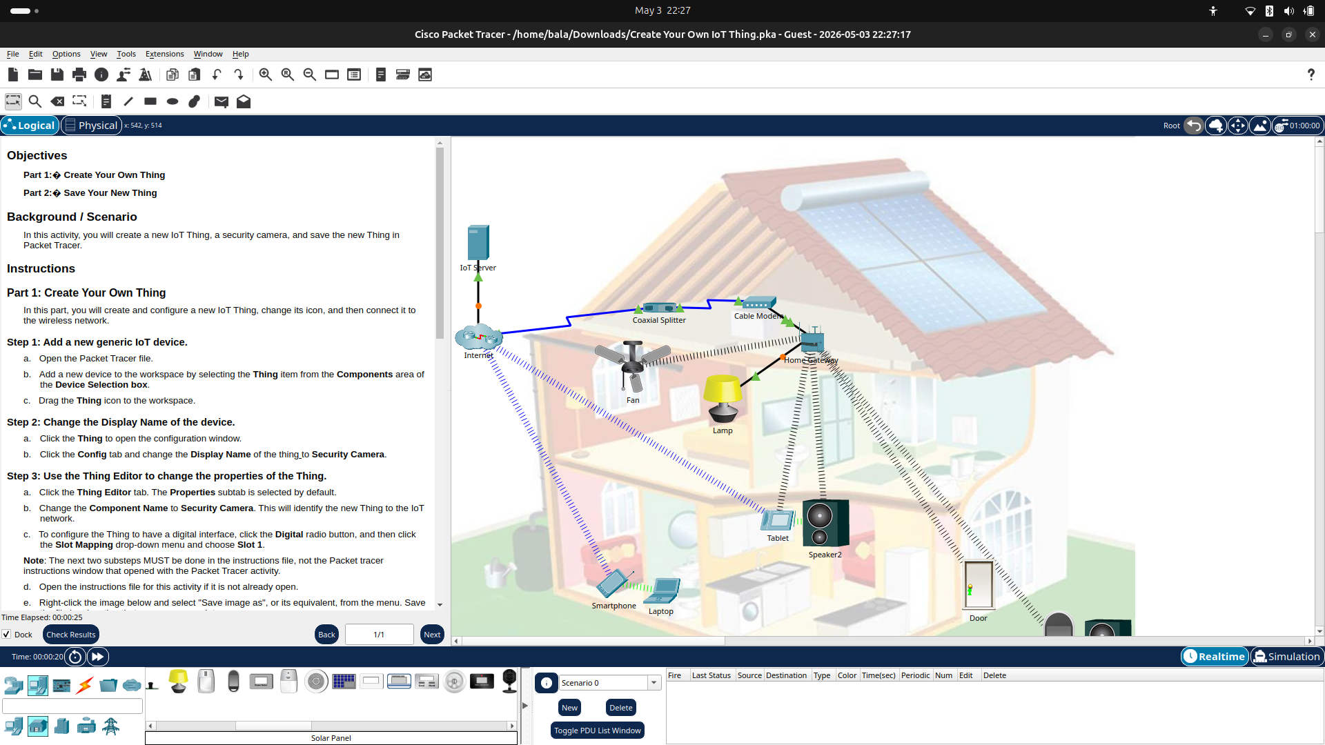 Packet Tracer — Create Your Own IoT Thing (Security Camera)